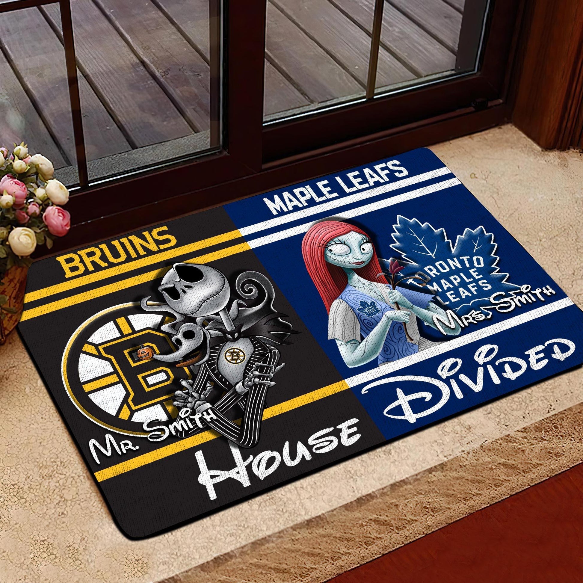 Sport House Divided Doormat Custom Husband, Wife Name And Choose Your Team , Gifts For Fan