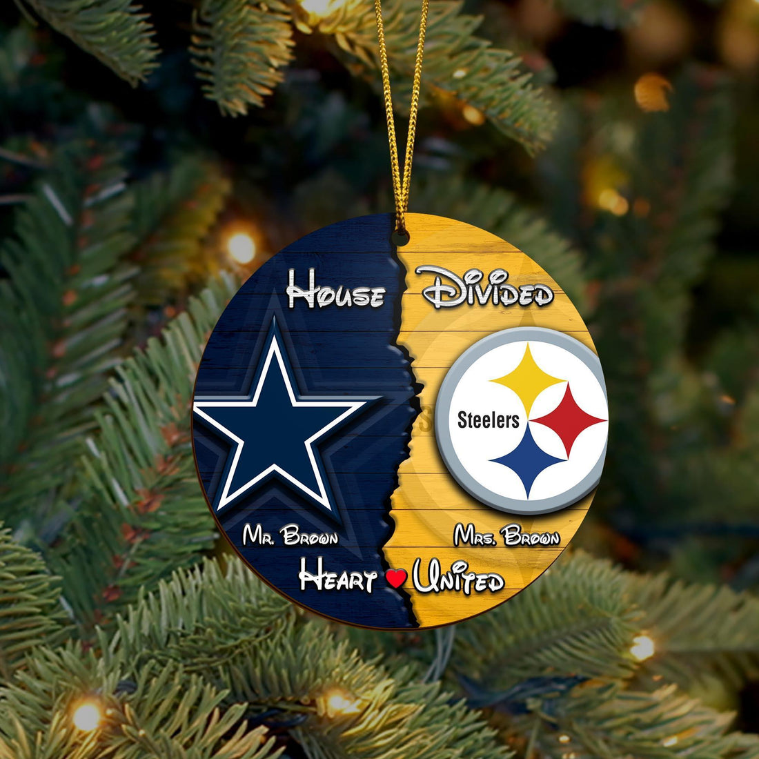 Sport Wooden Ornament Custom House Divided, Gifts For Husband, Gifts For Wife, Gifts For Mom, Dad Gifts, House Divided Ornament, Gifts For Christmas, Christmas Decorations