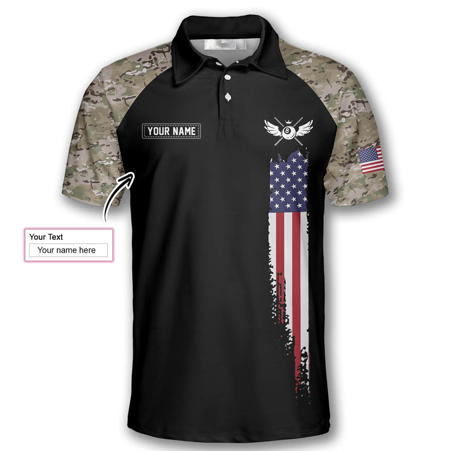 Billiard Camouflage Shut Up And Shoot Custom Billiard Shirts for Men, Custom Billiard Shirts for Team, Men's Billiard Polo Shirts