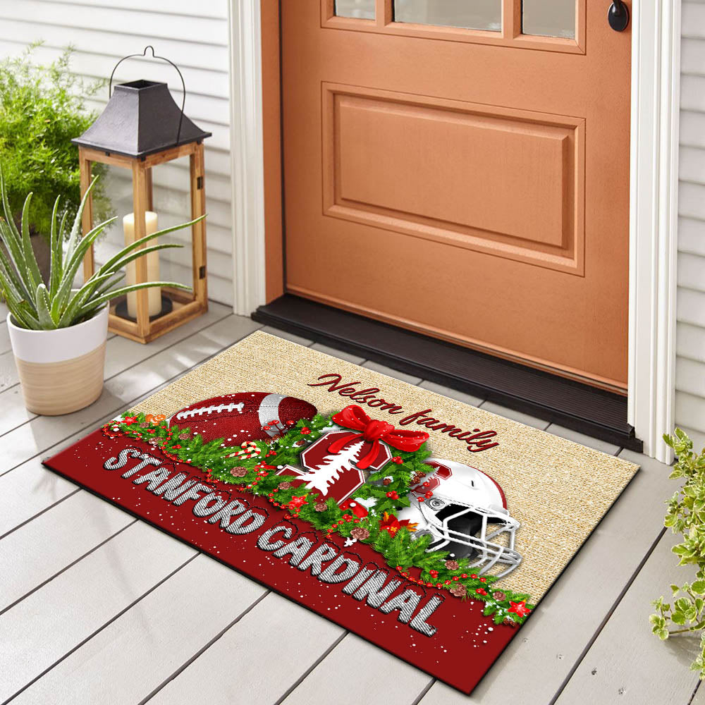 Stanford Cardinal Doormat Personalized Your Name, Sport Team Doormat, Christmas Gifts For Football Fan, Home Decor ETHY-52726