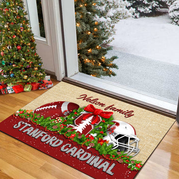 Stanford Cardinal Doormat Personalized Your Name, Sport Team Doormat, Christmas Gifts For Football Fan, Home Decor ETHY-52726