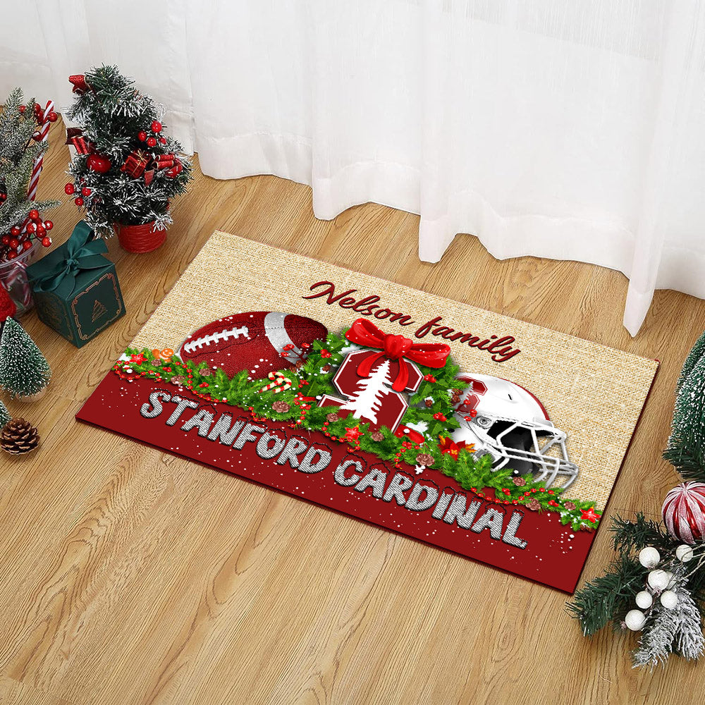 Stanford Cardinal Doormat Personalized Your Name, Sport Team Doormat, Christmas Gifts For Football Fan, Home Decor ETHY-52726