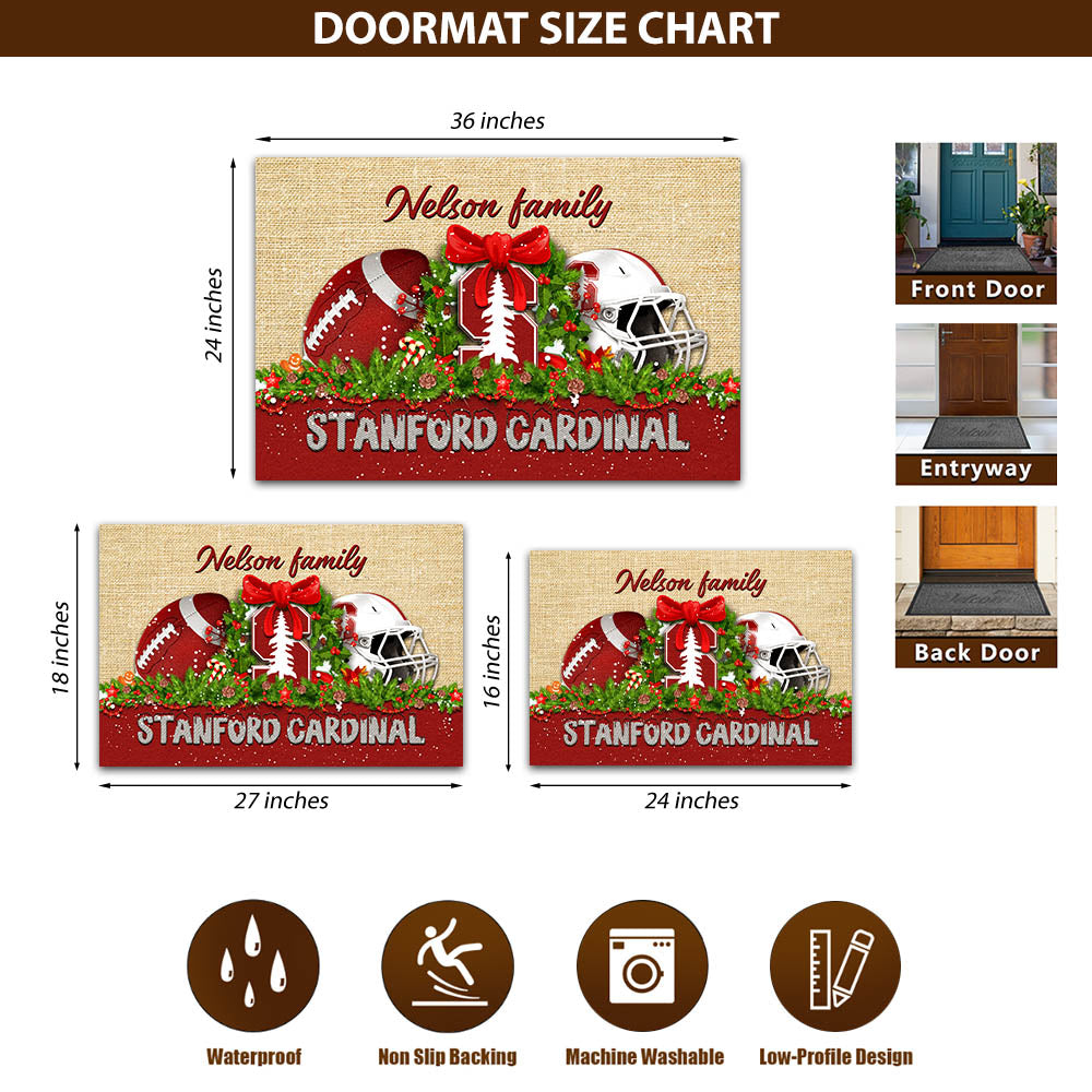 Stanford Cardinal Doormat Personalized Your Name, Sport Team Doormat, Christmas Gifts For Football Fan, Home Decor ETHY-52726