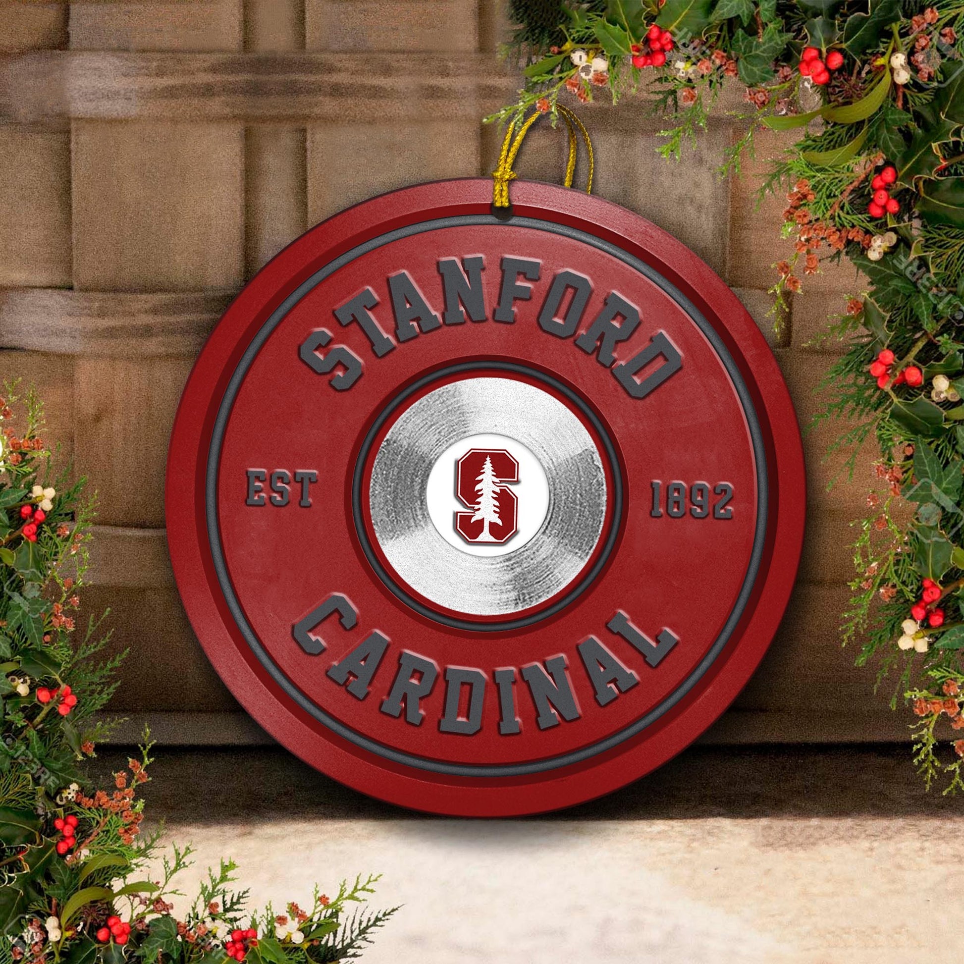Stanford Cardinal Fitness Circle Aluminium Ornament 2 Side Trending New Arrivals H52883 ETUG311023