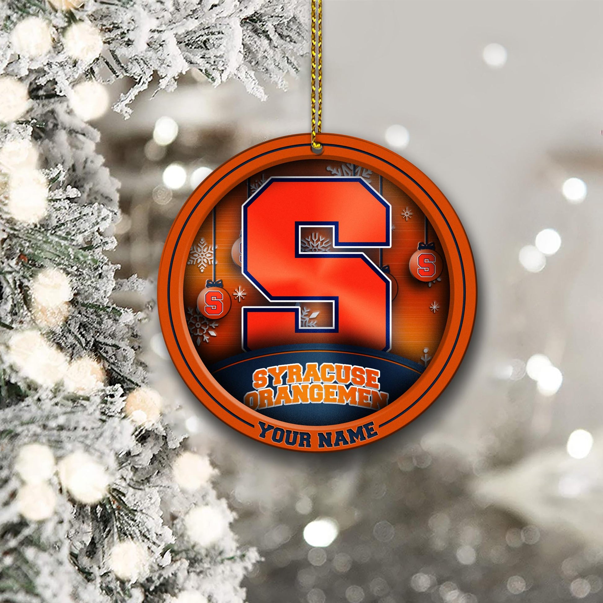 Syracuse Orange Circle Aluminium Custom Ornament 2 Side Trending New Arrivals H52912 ETUG311023
