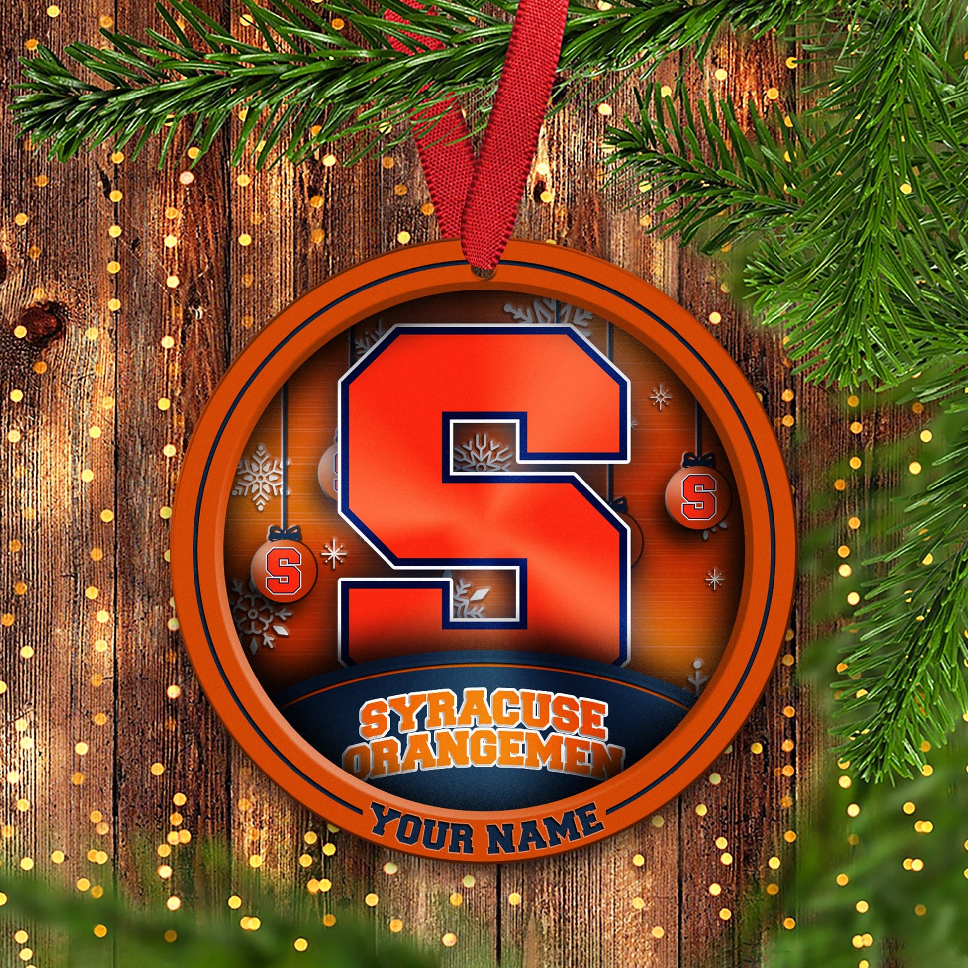 Syracuse Orange Circle Aluminium Custom Ornament 2 Side Trending New Arrivals H52912 ETUG311023