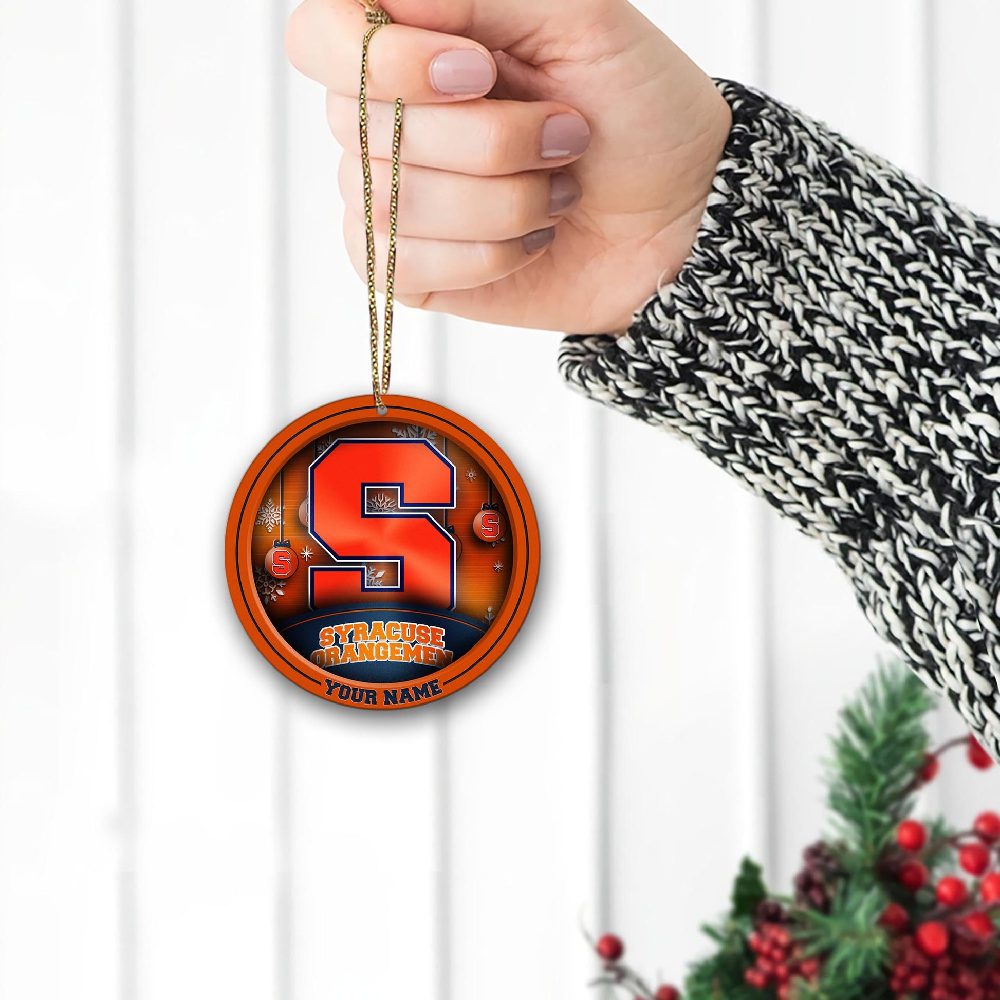 Syracuse Orange Circle Aluminium Custom Ornament 2 Side Trending New Arrivals H52912 ETUG311023