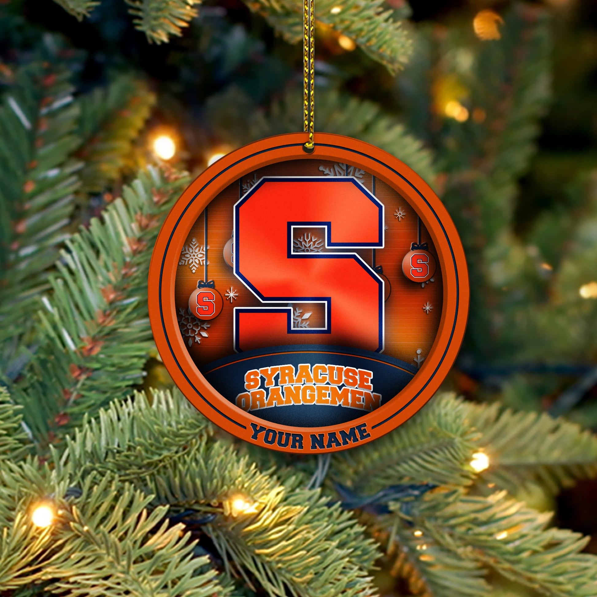 Syracuse Orange Circle Aluminium Custom Ornament 2 Side Trending New Arrivals H52912 ETUG311023