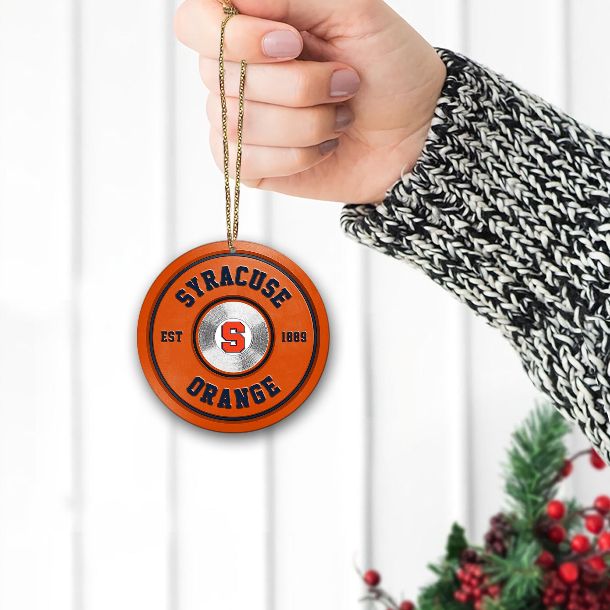 Syracuse Orange Fitness Circle Aluminium Ornament 2 Side Trending New Arrivals H52883 ETUG311023