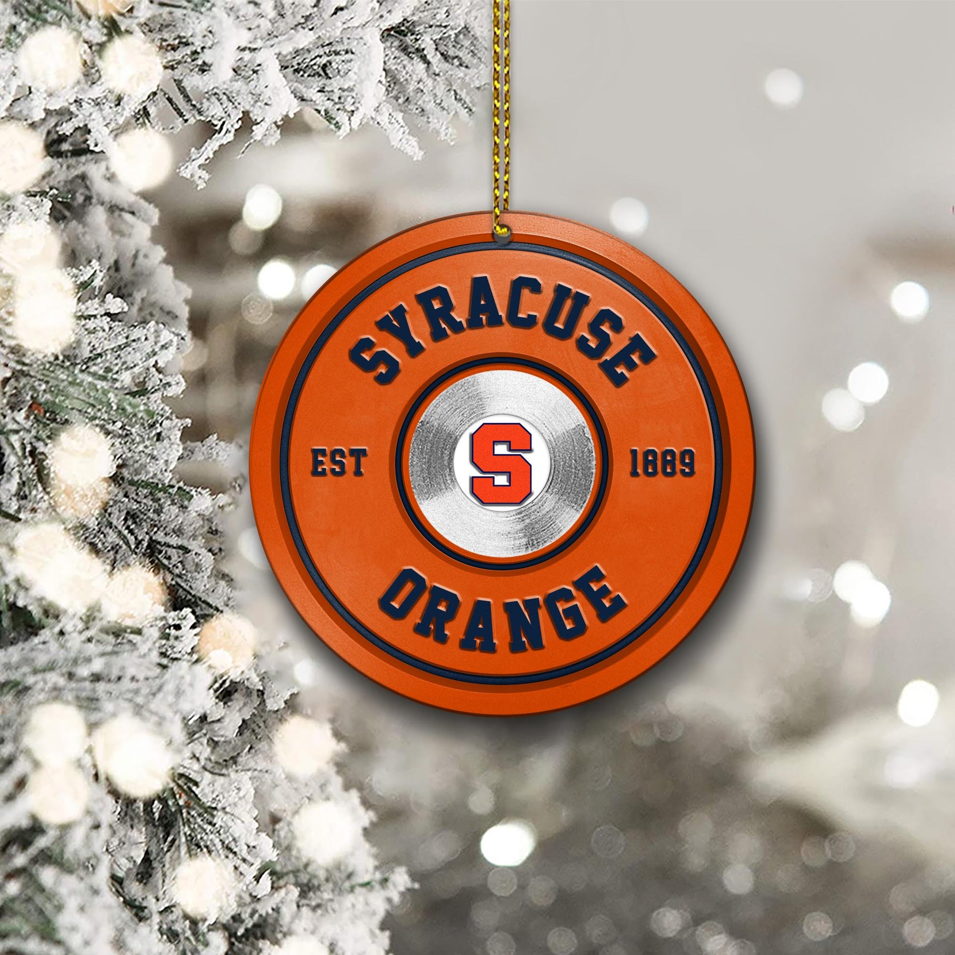Syracuse Orange Fitness Circle Aluminium Ornament 2 Side Trending New Arrivals H52883 ETUG311023