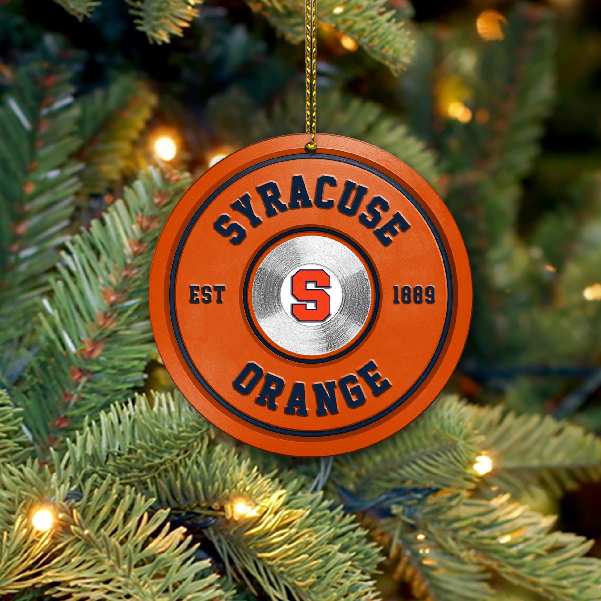 Syracuse Orange Fitness Circle Aluminium Ornament 2 Side Trending New Arrivals H52883 ETUG311023