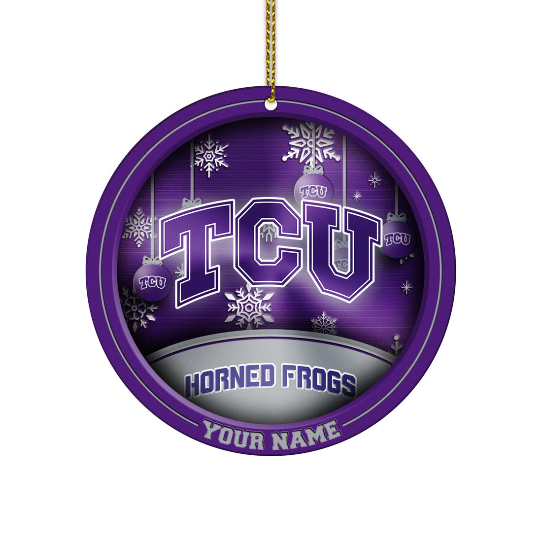 TCU Horned Frogs Circle Aluminium Custom Ornament 2 Side Trending New Arrivals H52912 ETUG311023