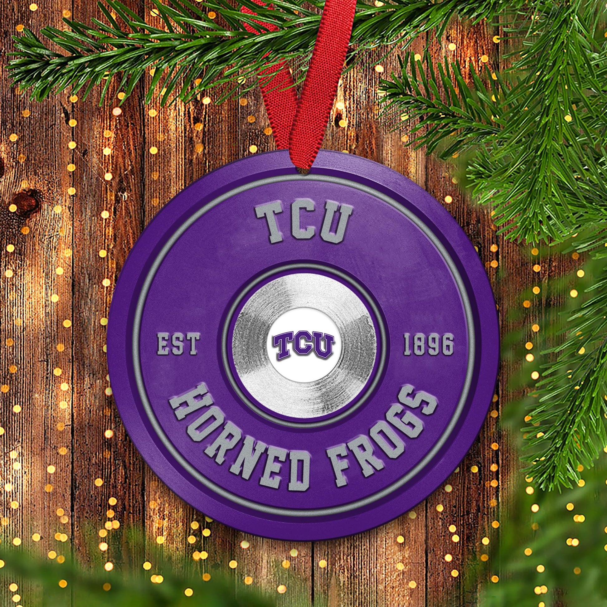 TCU Horned Frogs Fitness Circle Aluminium Ornament 2 Side Trending New Arrivals H52883 ETUG311023