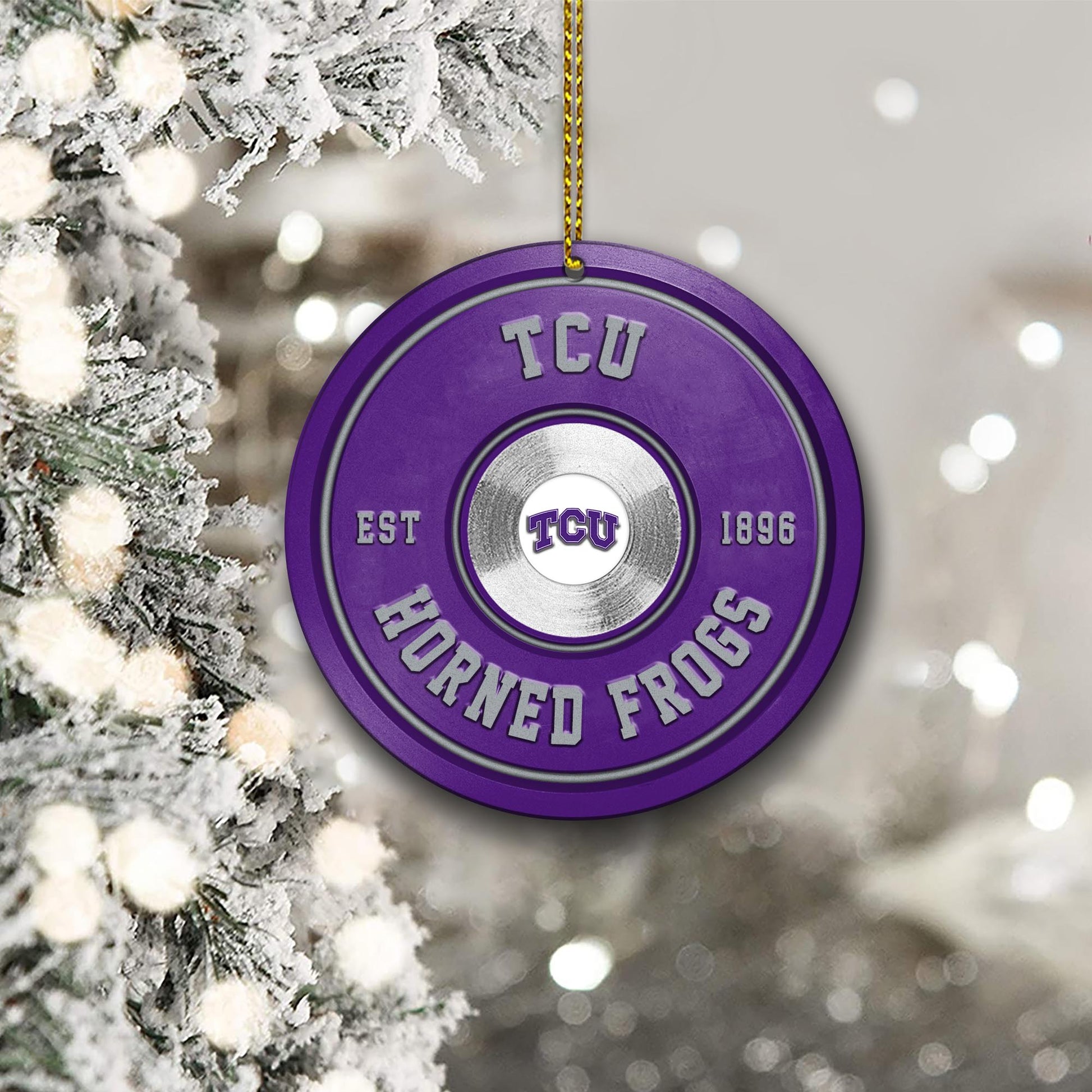 TCU Horned Frogs Fitness Circle Aluminium Ornament 2 Side Trending New Arrivals H52883 ETUG311023