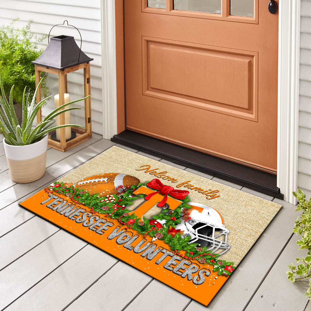 Tennessee Volunteers Doormat Personalized Your Name, Sport Team Doormat, Christmas Gifts For Football Fan, Home Decor ETHY-52726