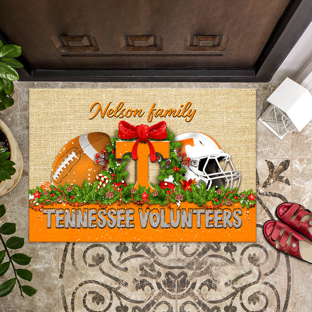 Tennessee Volunteers Doormat Personalized Your Name, Sport Team Doormat, Christmas Gifts For Football Fan, Home Decor ETHY-52726