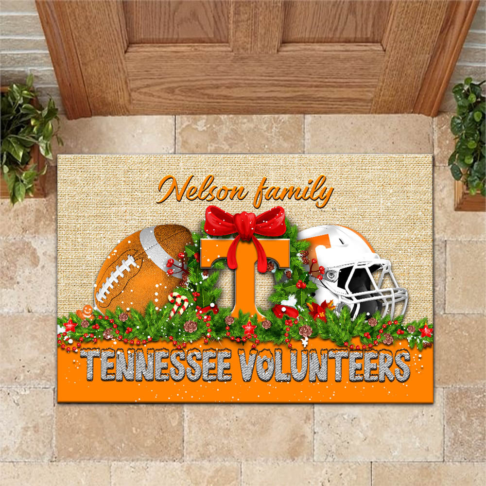 Tennessee Volunteers Doormat Personalized Your Name, Sport Team Doormat, Christmas Gifts For Football Fan, Home Decor ETHY-52726