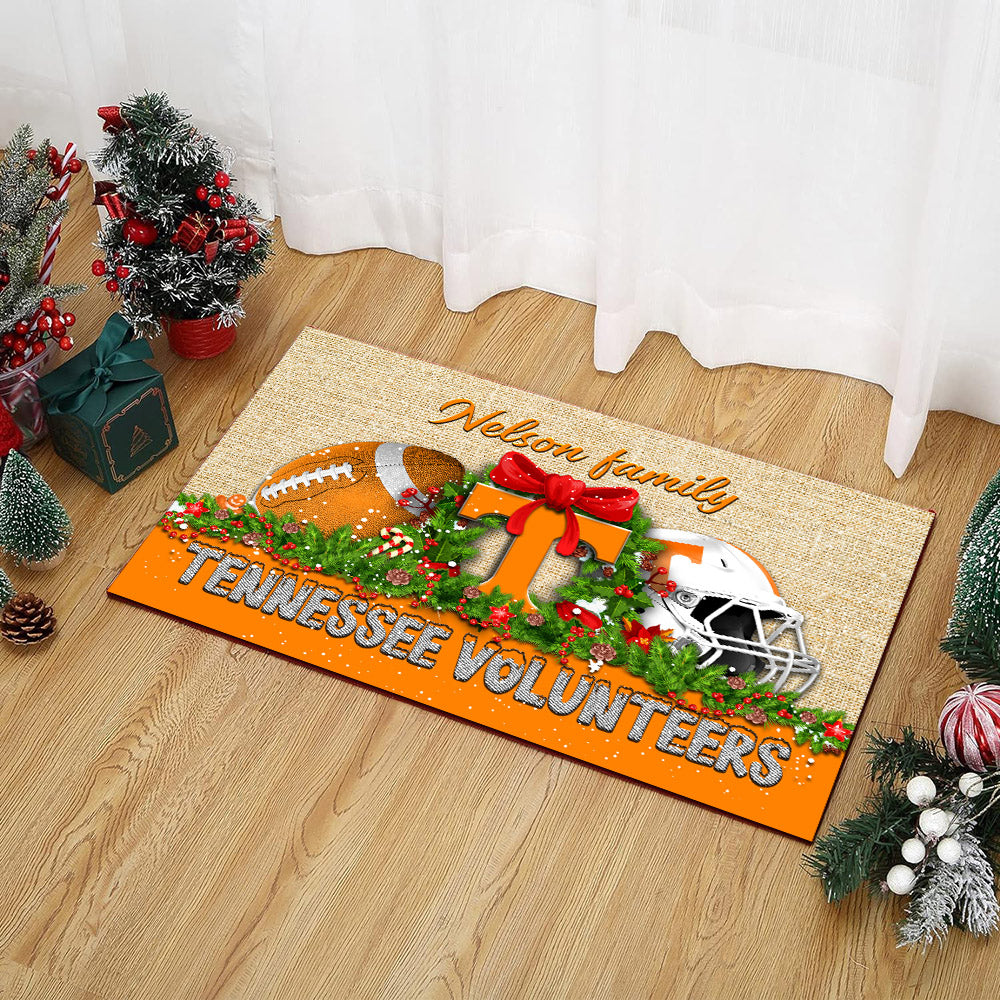 Tennessee Volunteers Doormat Personalized Your Name, Sport Team Doormat, Christmas Gifts For Football Fan, Home Decor ETHY-52726