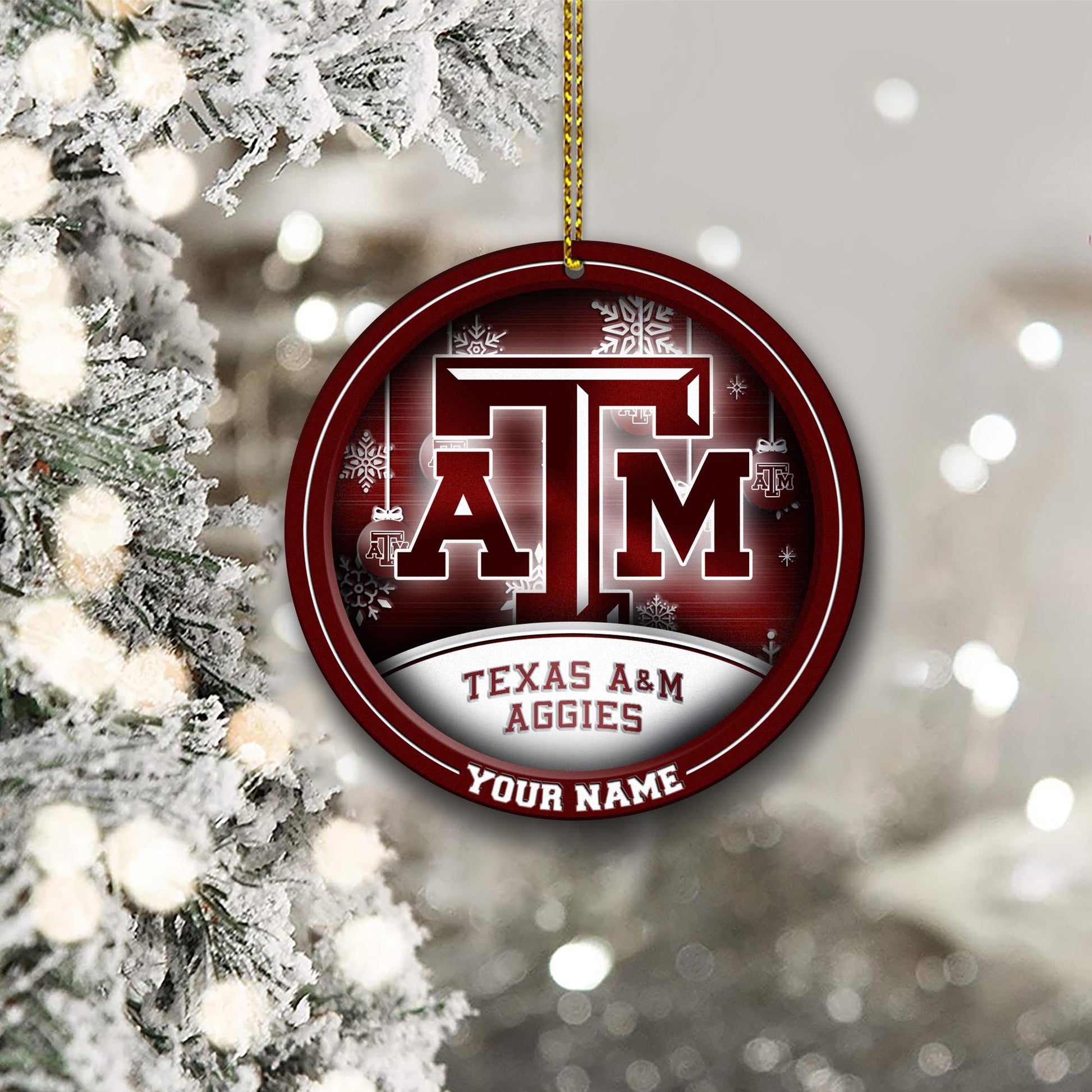 Texas A&M Aggies Circle Aluminium Custom Ornament 2 Side Trending New Arrivals H52912 ETUG311023