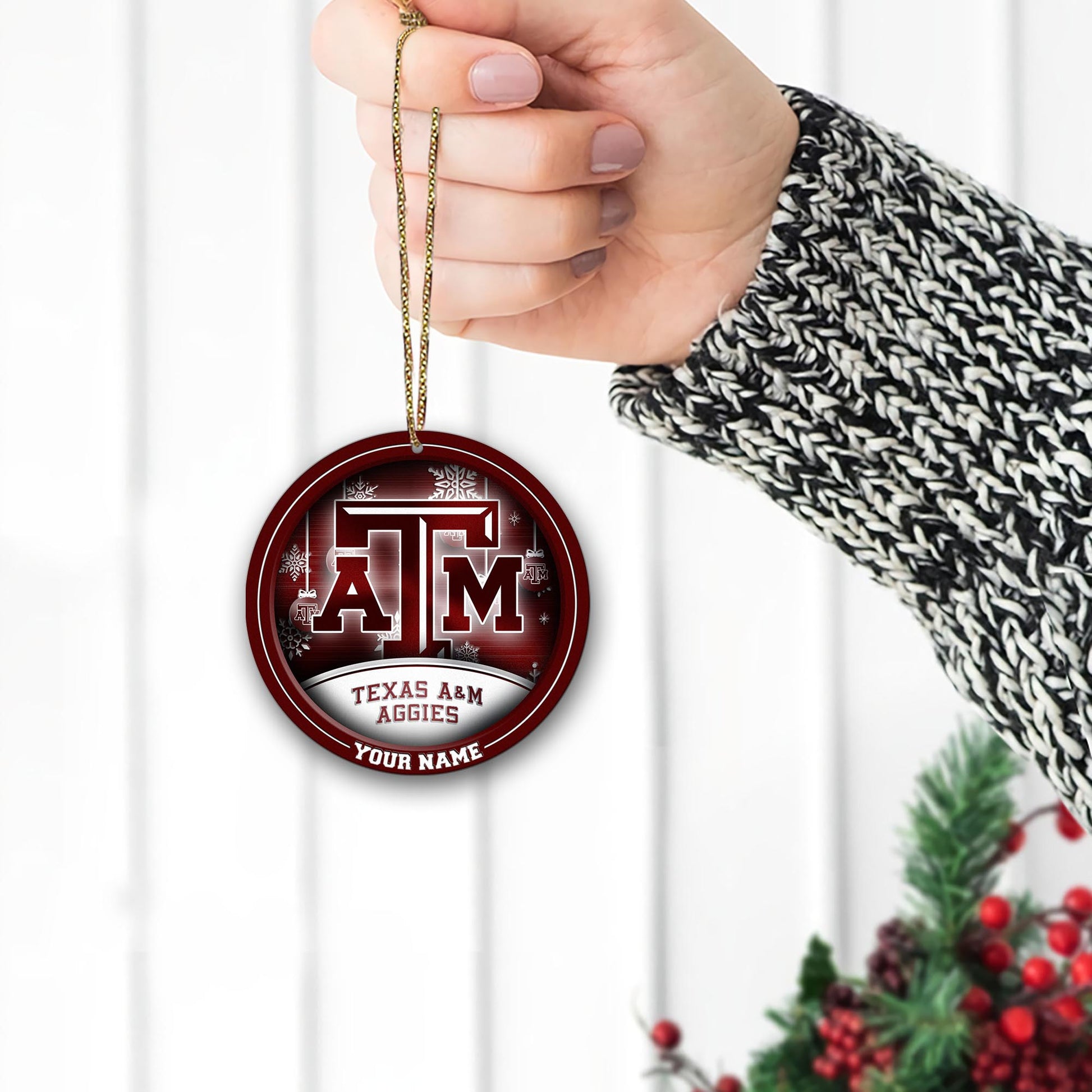 Texas A&M Aggies Circle Aluminium Custom Ornament 2 Side Trending New Arrivals H52912 ETUG311023