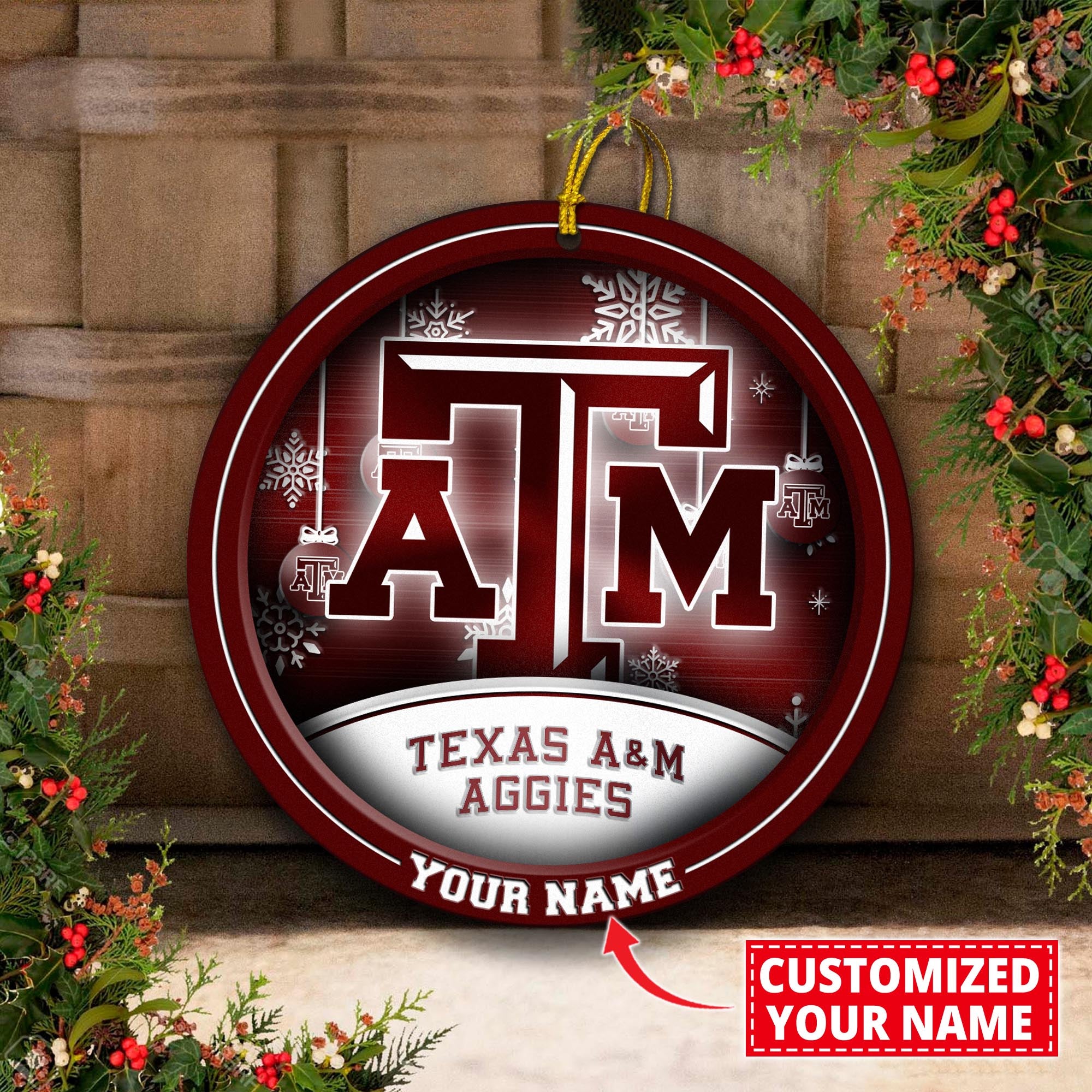 Texas A&M Aggies Circle Aluminium Custom Ornament 2 Side Trending New Arrivals H52912 ETUG311023