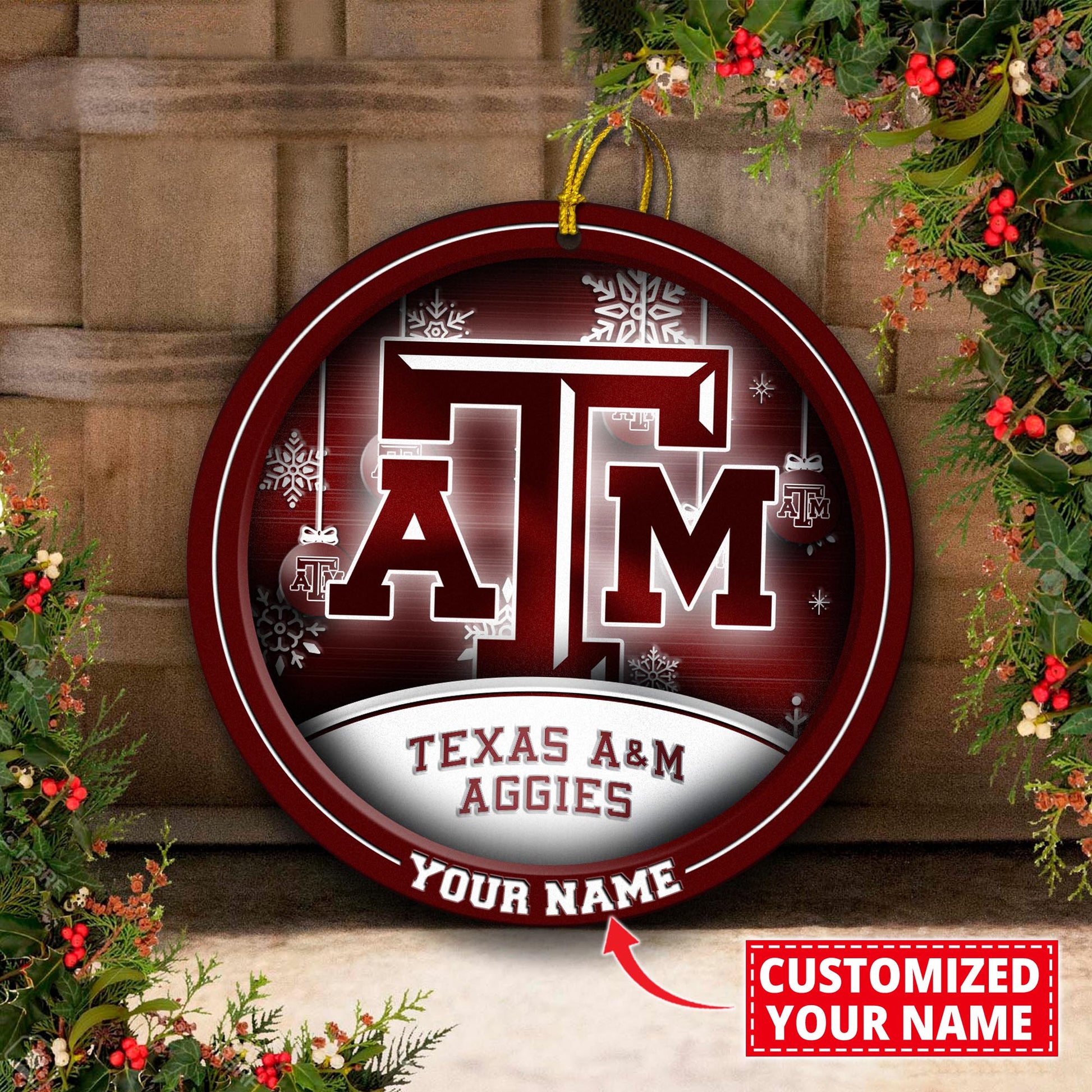 Texas A&M Aggies Circle Aluminium Custom Ornament 2 Side Trending New Arrivals H52912 ETUG311023