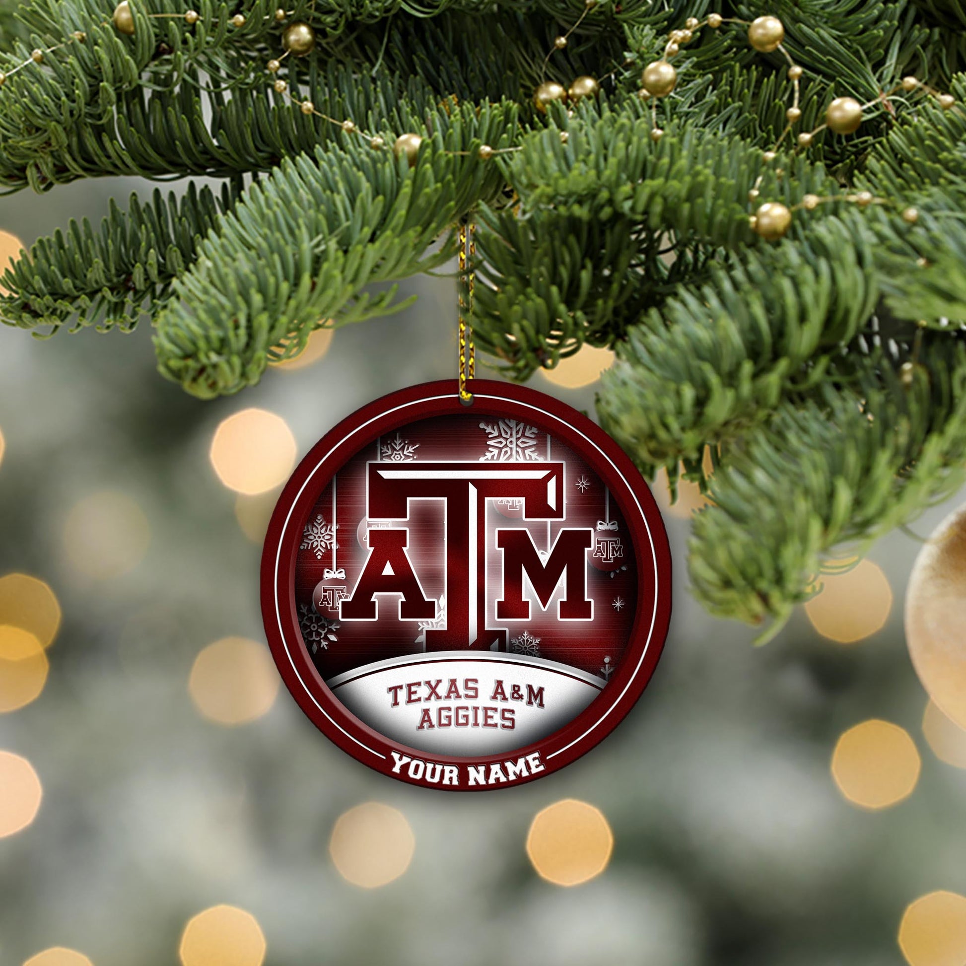 Texas A&M Aggies Circle Aluminium Custom Ornament 2 Side Trending New Arrivals H52912 ETUG311023