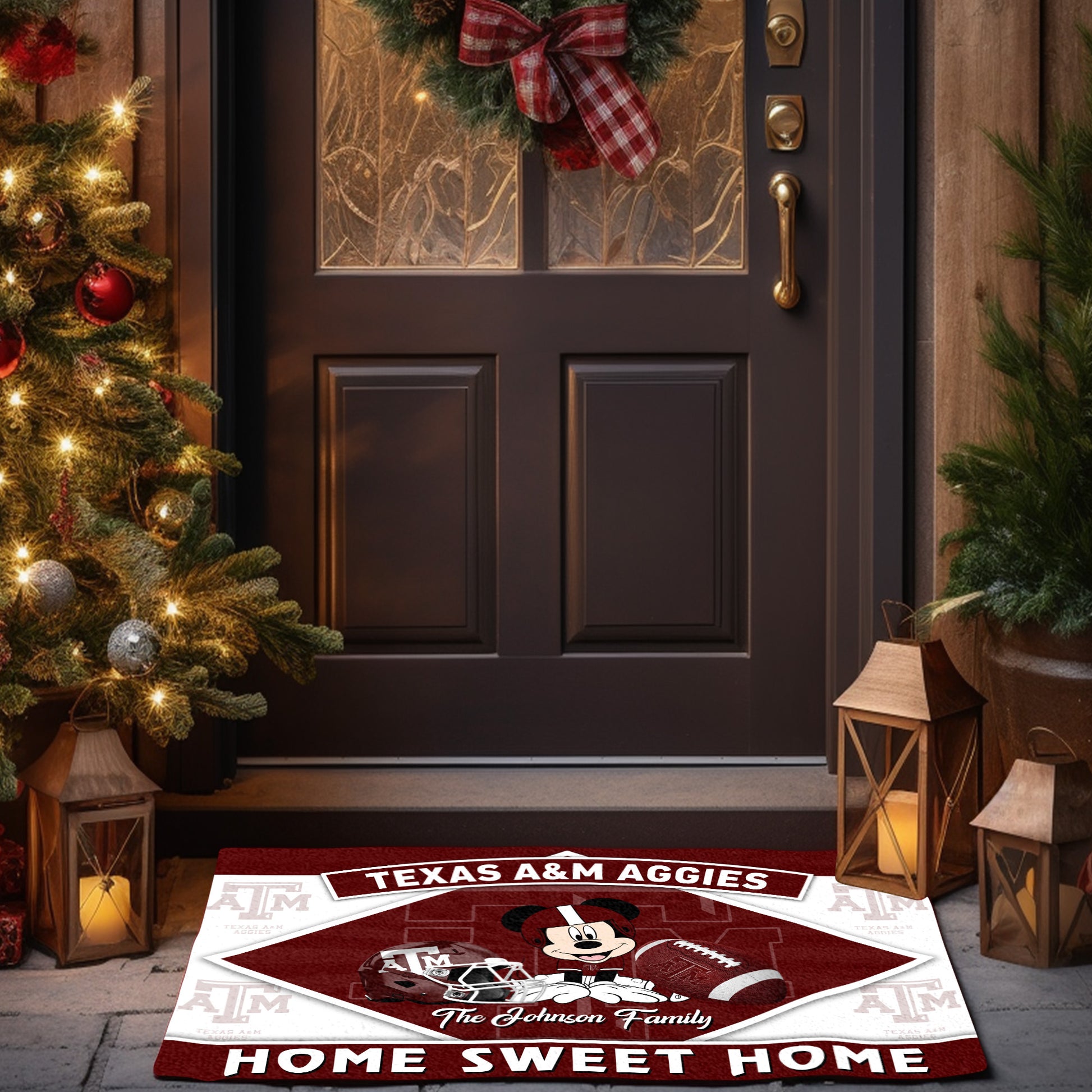 Texas A&M Aggies Doormat Custom Your Family Name, Sport Team And MK Doormat, FootBall Fan Gifts EHIVM-52722