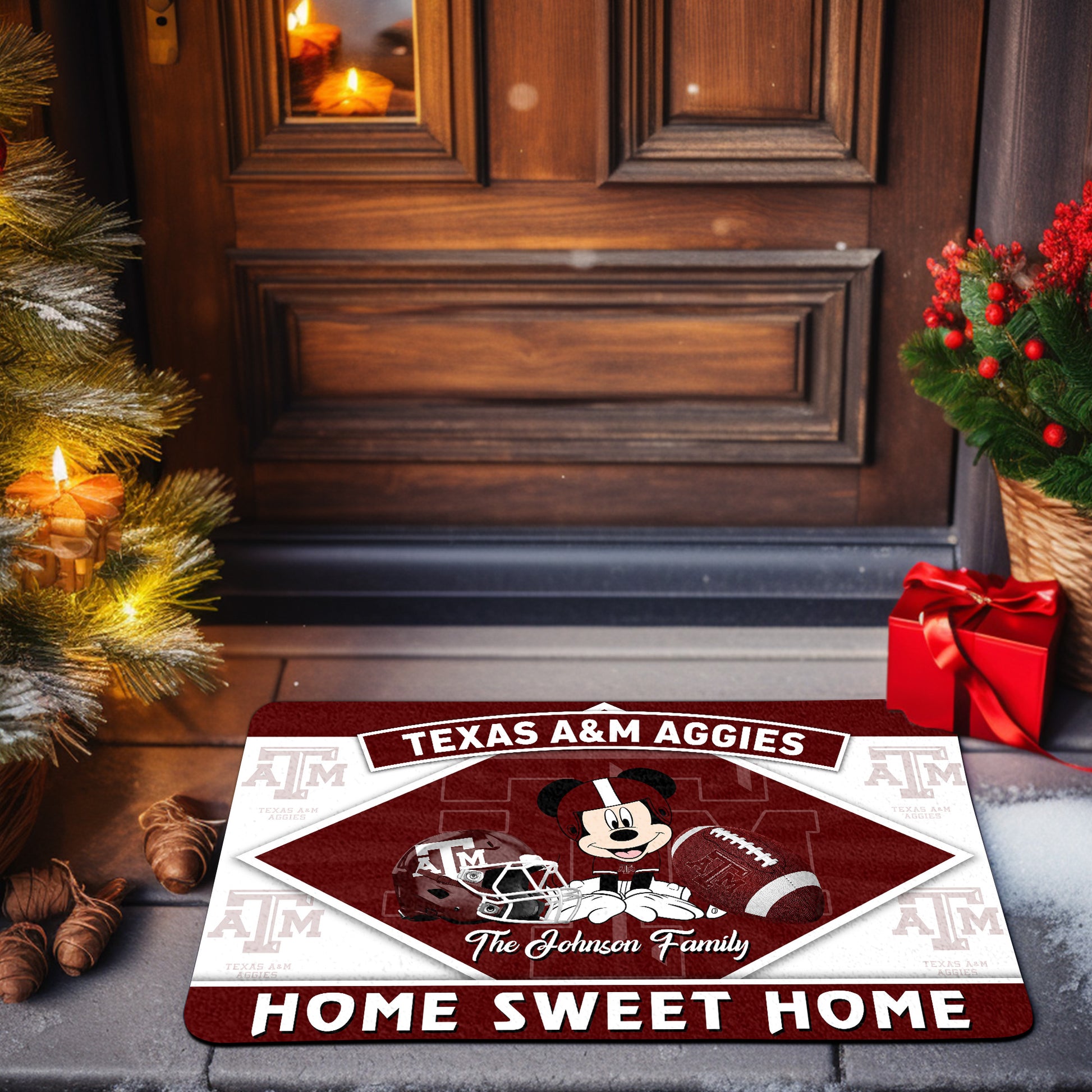 Texas A&M Aggies Doormat Custom Your Family Name, Sport Team And MK Doormat, FootBall Fan Gifts EHIVM-52722