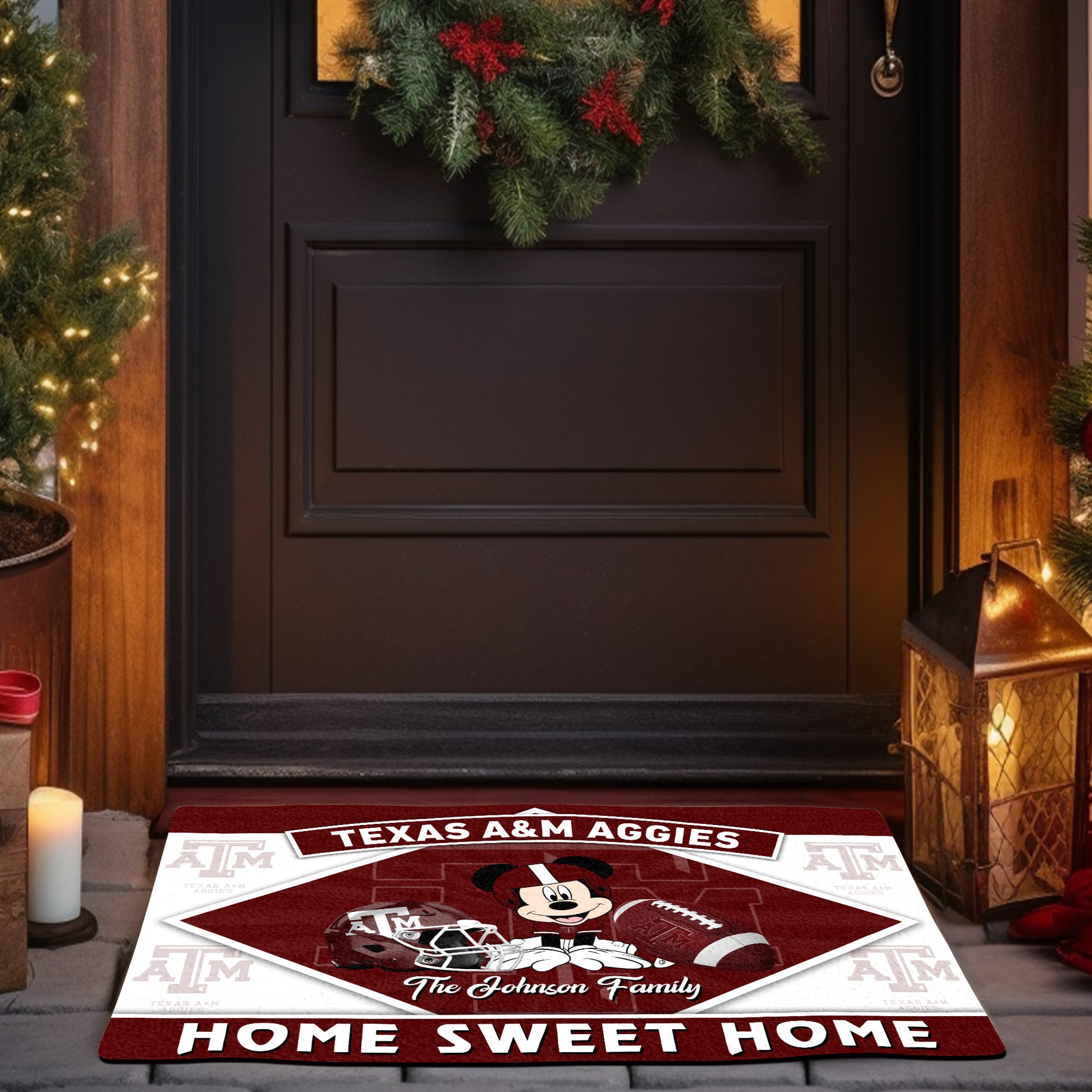 Texas A&M Aggies Doormat Custom Your Family Name, Sport Team And MK Doormat, FootBall Fan Gifts EHIVM-52722