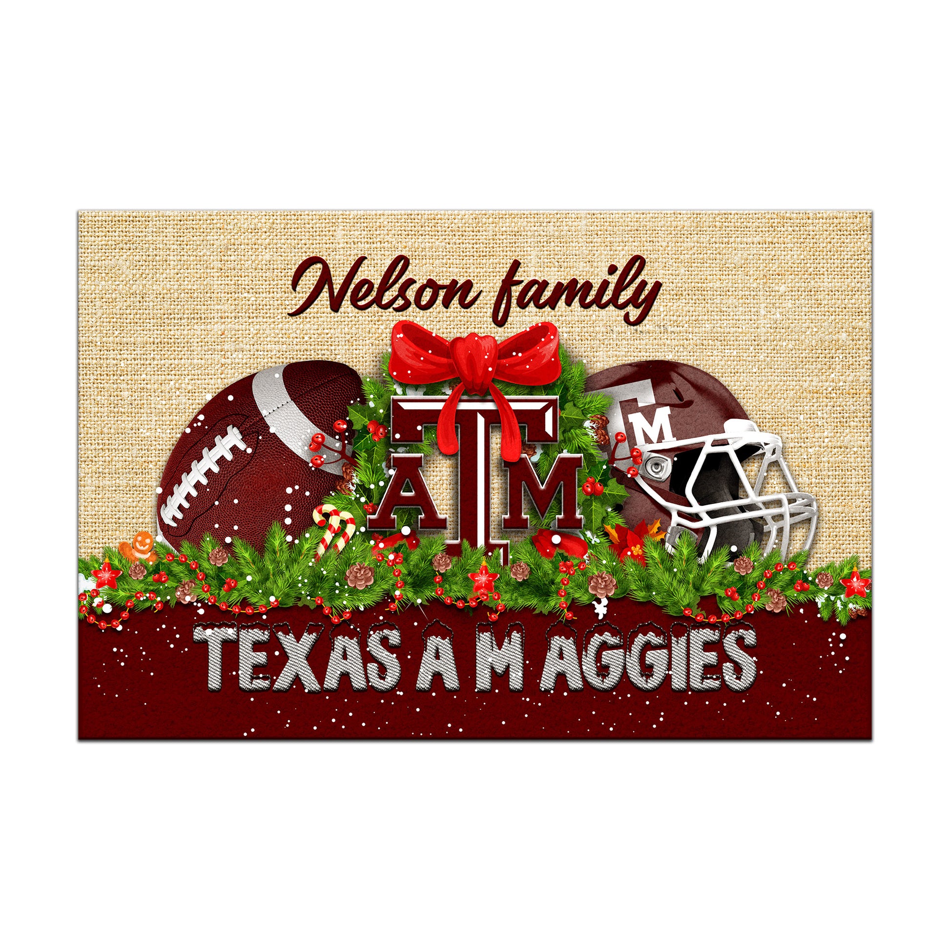 Texas A&M Aggies Doormat Personalized Your Name, Sport Team Doormat, Christmas Gifts For Football Fan, Home Decor ETHY-52726