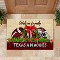 Texas A&M Aggies Doormat Personalized Your Name, Sport Team Doormat, Christmas Gifts For Football Fan, Home Decor ETHY-52726