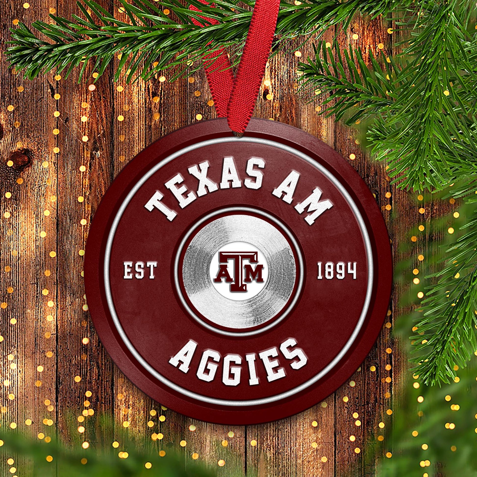 Texas A&M Aggies Fitness Circle Aluminium Ornament 2 Side Trending New Arrivals H52883 ETUG311023