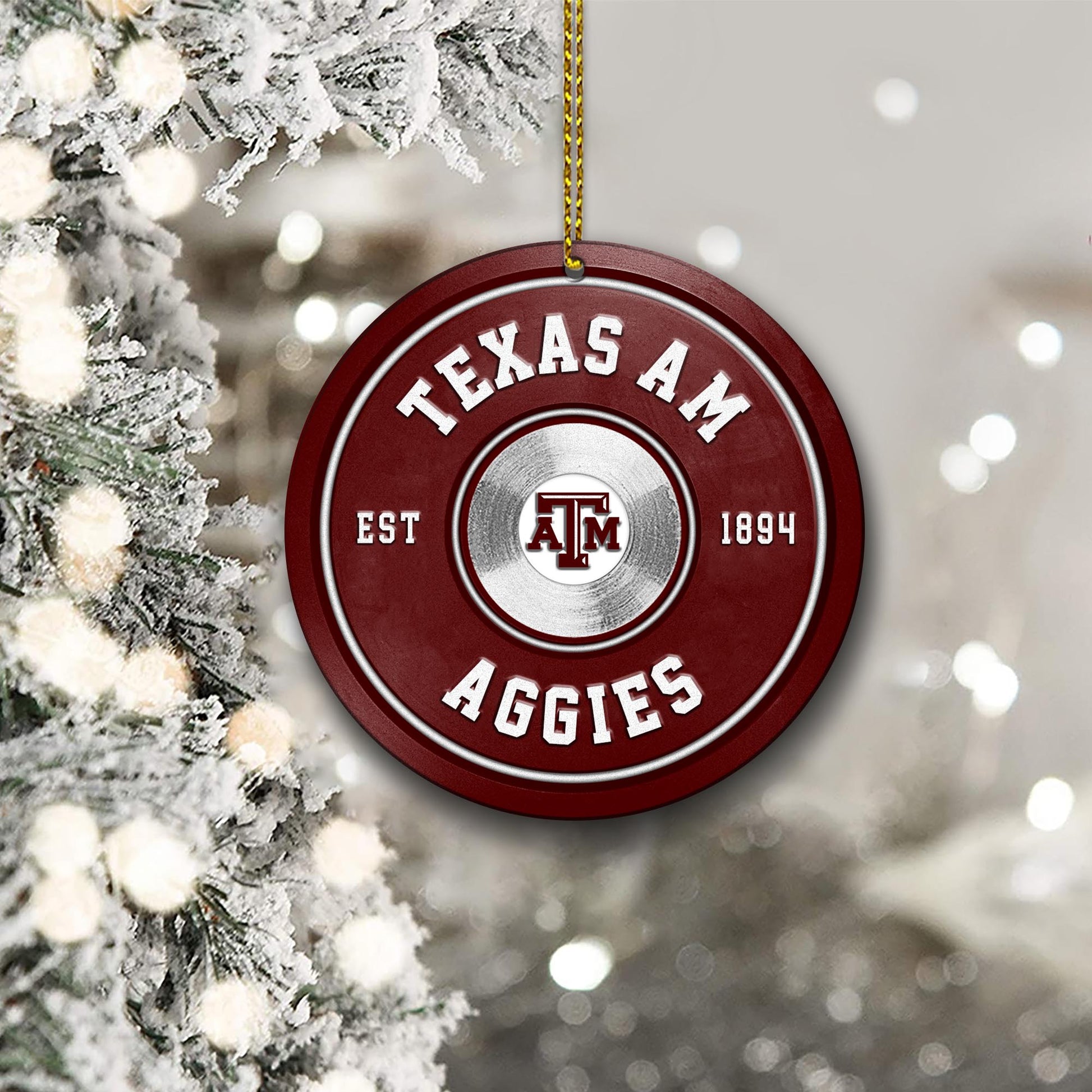 Texas A&M Aggies Fitness Circle Aluminium Ornament 2 Side Trending New Arrivals H52883 ETUG311023