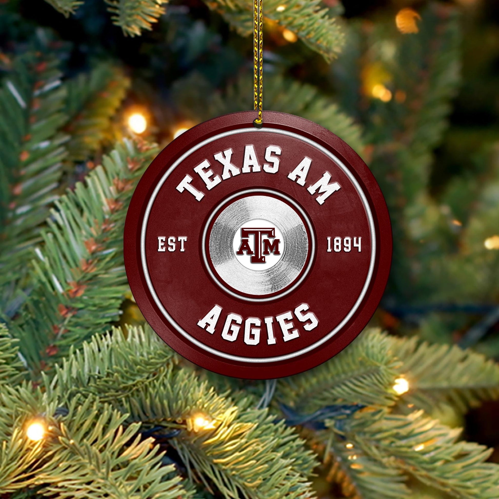 Texas A&M Aggies Fitness Circle Aluminium Ornament 2 Side Trending New Arrivals H52883 ETUG311023