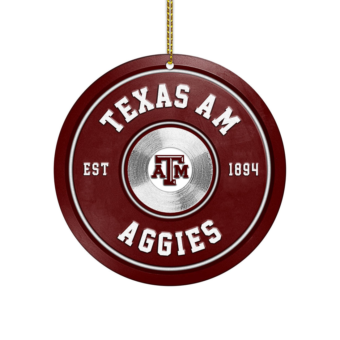 Texas A&M Aggies Fitness Circle Aluminium Ornament 2 Side Trending New Arrivals H52883 ETUG311023