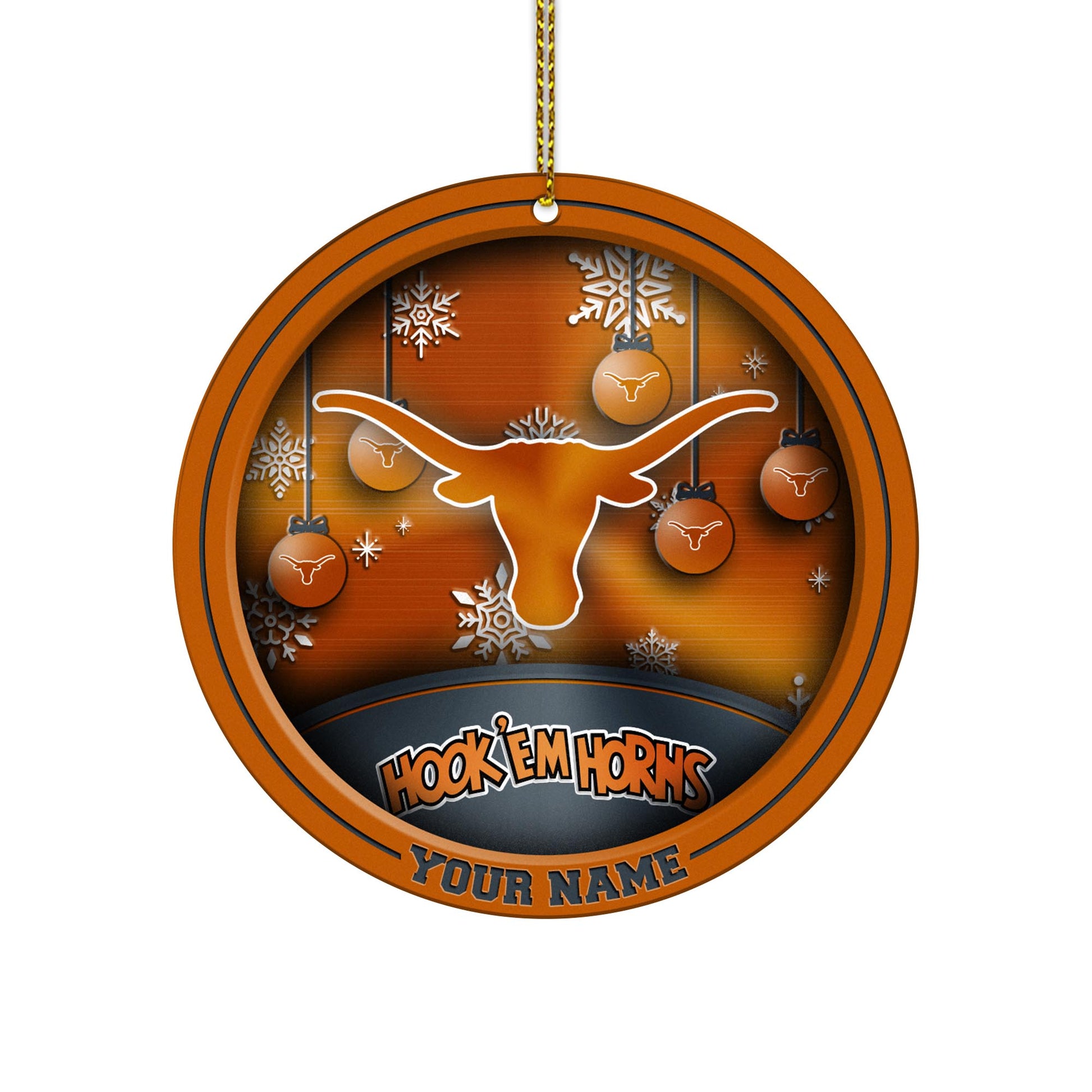 Texas Longhorns Circle Aluminium Custom Ornament 2 Side Trending New Arrivals H52912 ETUG311023