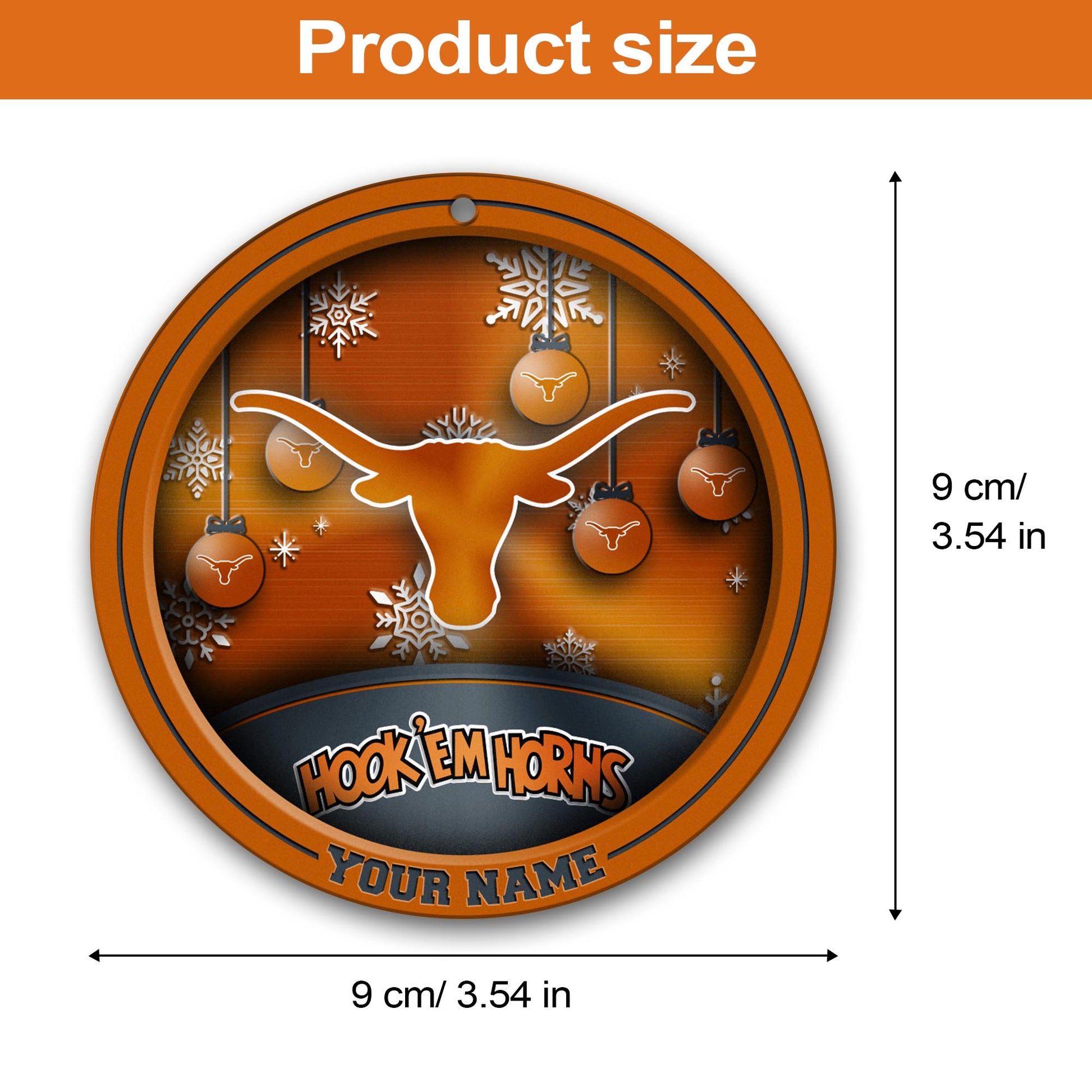 Texas Longhorns Circle Aluminium Custom Ornament 2 Side Trending New Arrivals H52912 ETUG311023