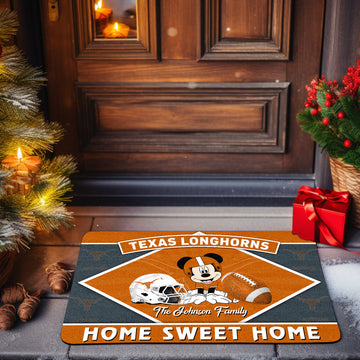 Texas Longhorns Doormat Custom Your Family Name, Sport Team And MK Doormat, FootBall Fan Gifts EHIVM-52722