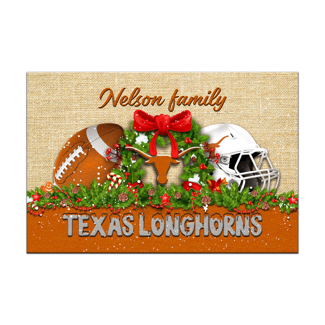 Texas Longhorns Doormat Personalized Your Name, Sport Team Doormat, Christmas Gifts For Football Fan, Home Decor ETHY-52726