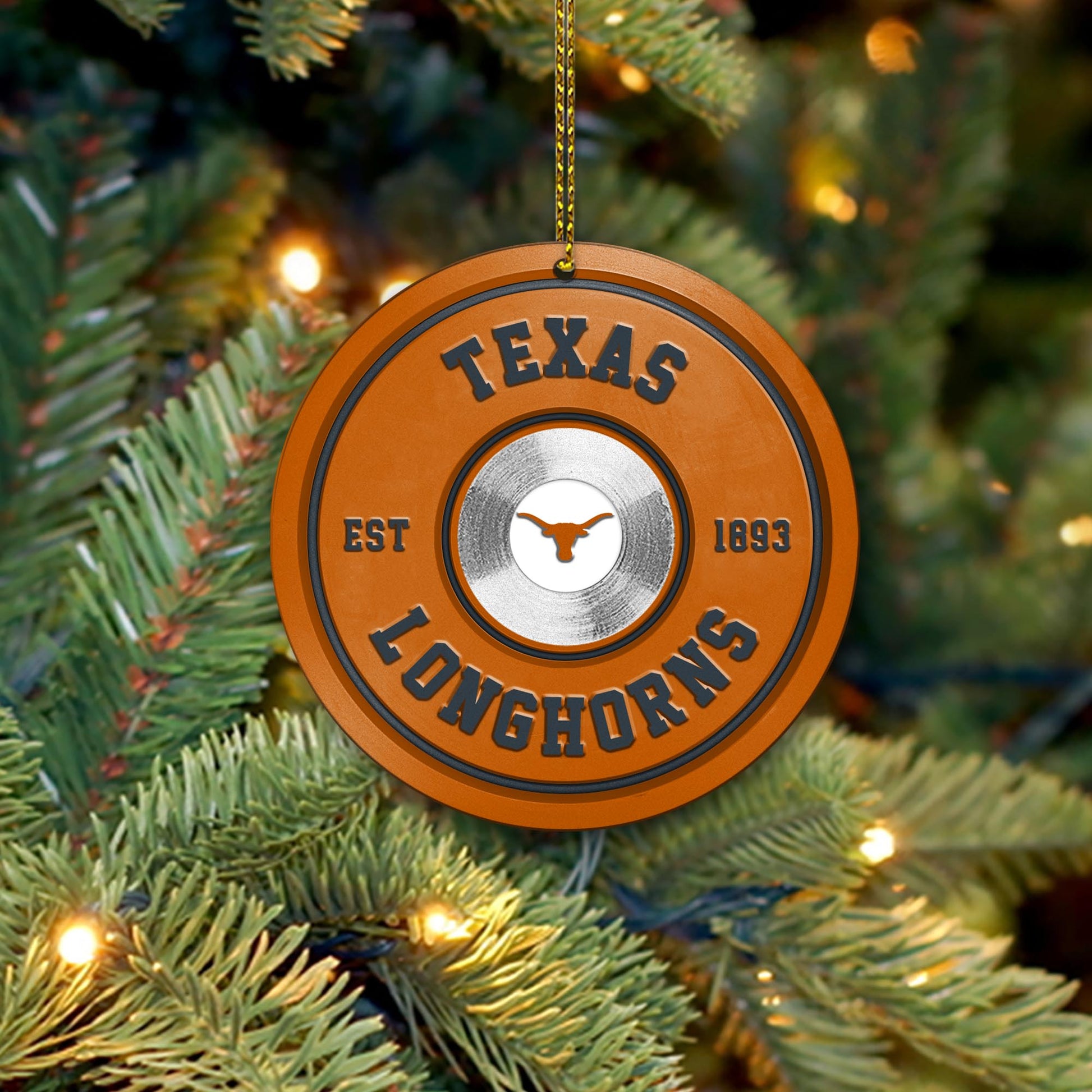 Texas Longhorns Fitness Circle Aluminium Ornament 2 Side Trending New Arrivals H52883 ETUG311023
