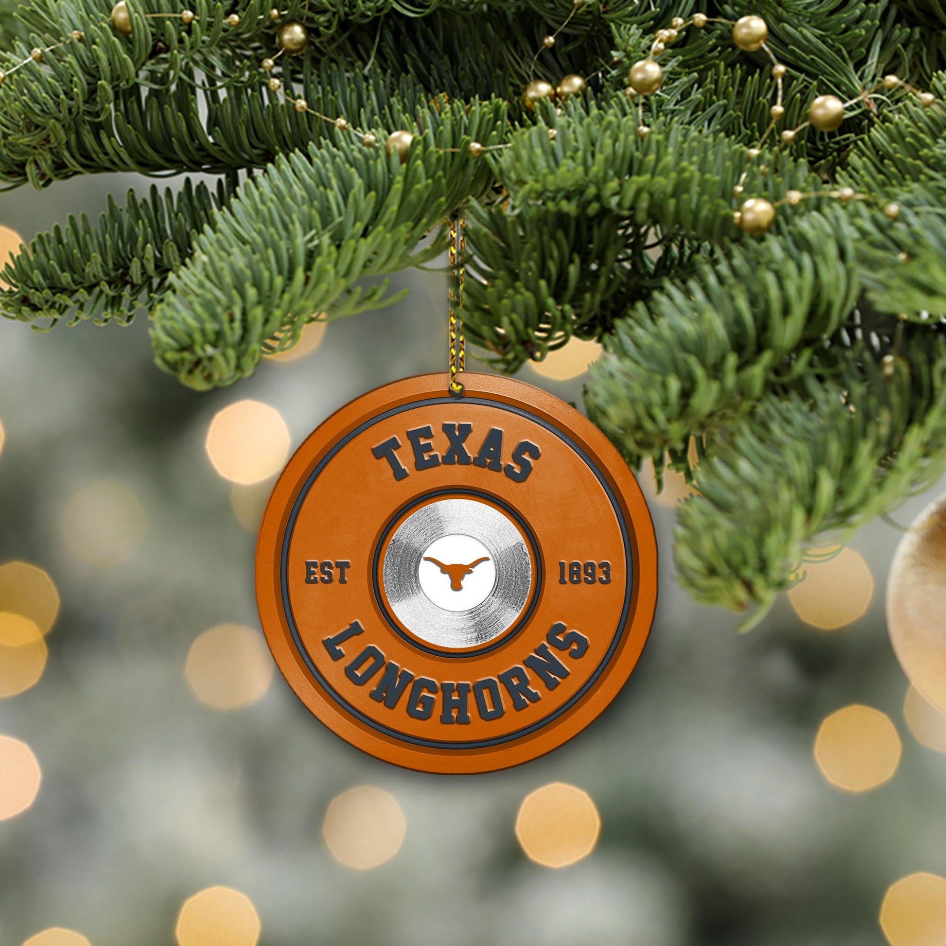 Texas Longhorns Fitness Circle Aluminium Ornament 2 Side Trending New Arrivals H52883 ETUG311023