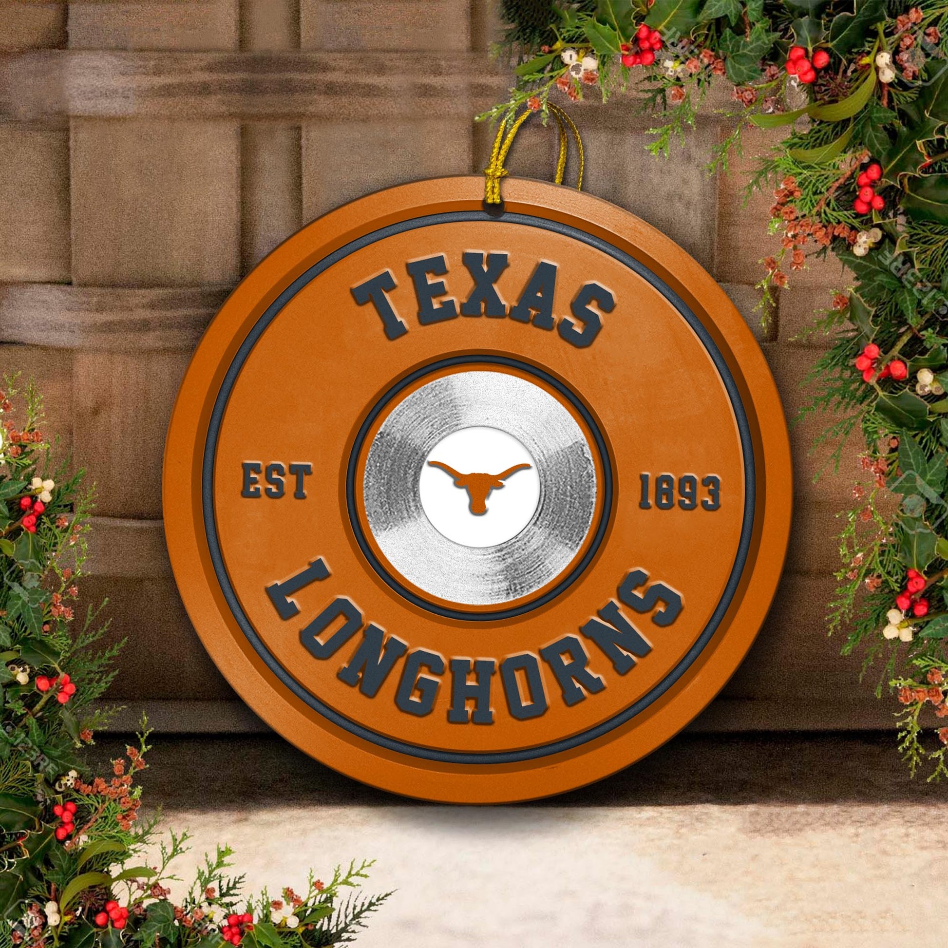 Texas Longhorns Fitness Circle Aluminium Ornament 2 Side Trending New Arrivals H52883 ETUG311023
