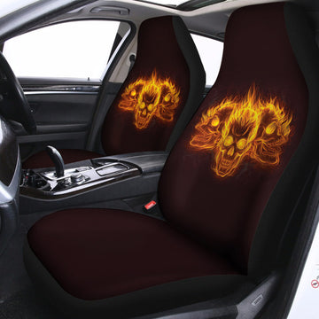 Three Flaming Skull Print Universal Fit Car Seat Covers