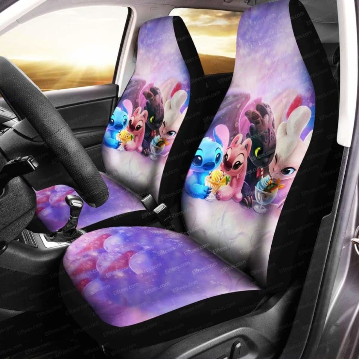 Toothless Light Fury Stitch Lilo Couple Car Seat Covers Set Of 02 Universal Fit - Td47 232205 - YourCarButBetter