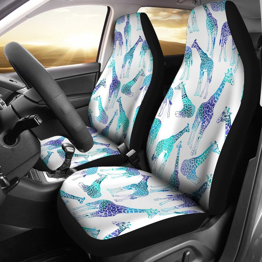 Turquoise Giraffe Pattern Print Universal Fit Car Seat Covers GearFrost