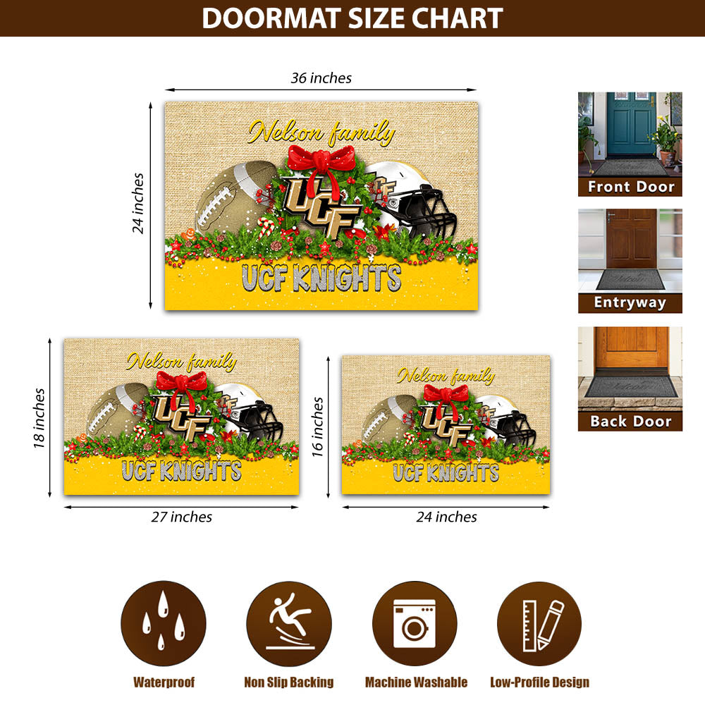 UCF Knights Doormat Personalized Your Name, Sport Team Doormat, Christmas Gifts For Football Fan, Home Decor ETHY-52726