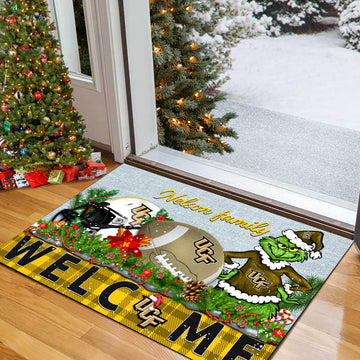 UCF Knights Football Team Doormat Personalized Your Family Name, Sport And Grinch Doormat, Football Lovers Gifts, Home Decorations ETHY-53152