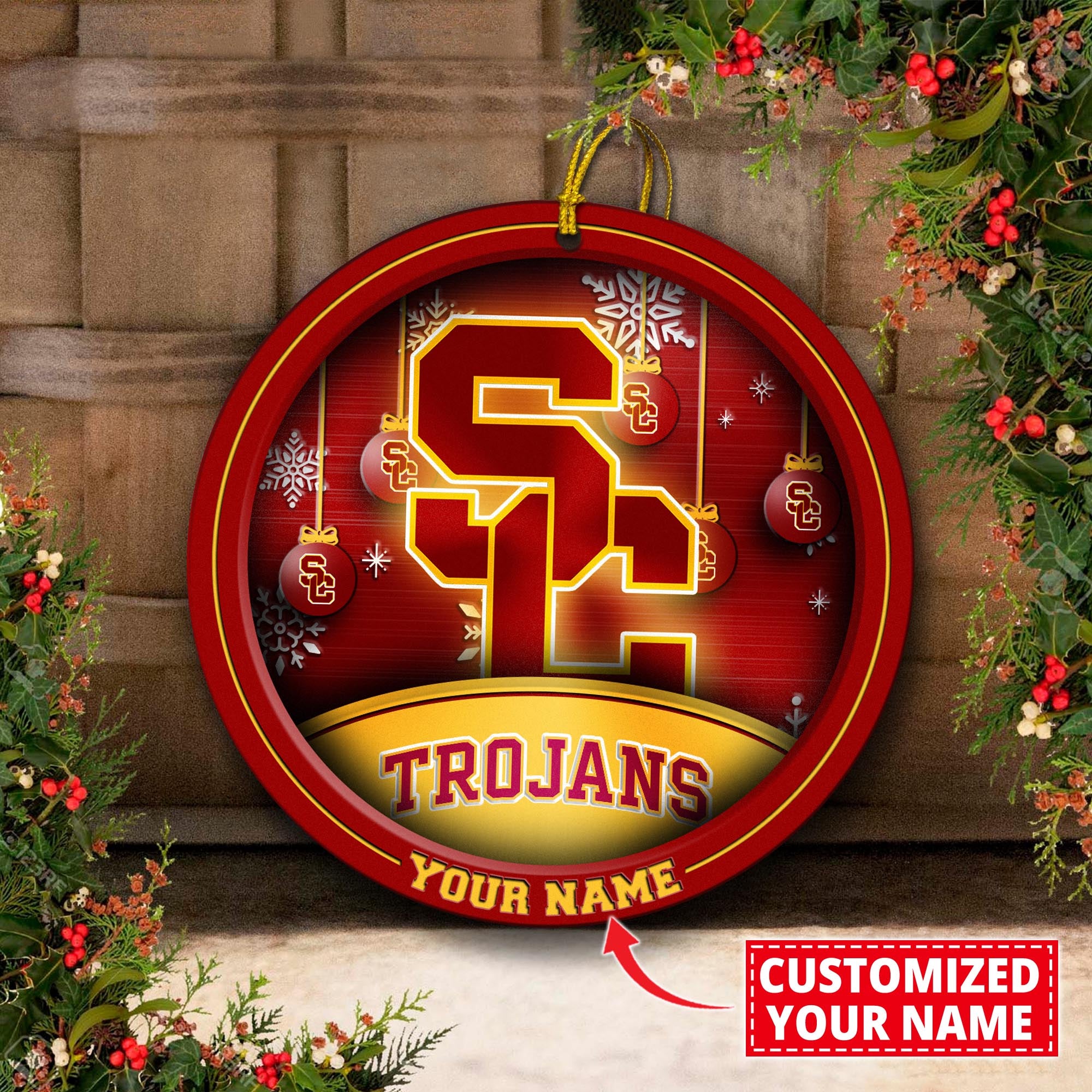 USC Trojans Circle Aluminium Custom Ornament 2 Side Trending New Arrivals H52912 ETUG311023