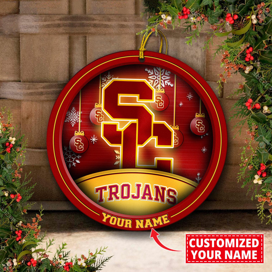 USC Trojans Circle Aluminium Custom Ornament 2 Side Trending New Arrivals H52912 ETUG311023